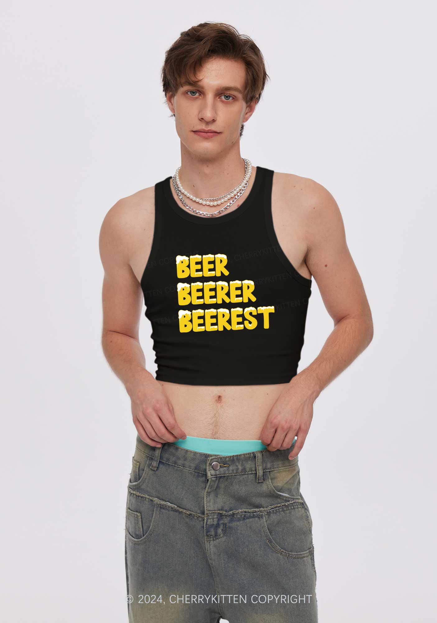 Beer Beerer Beerest Y2K Crop Tank Top Cherrykitten