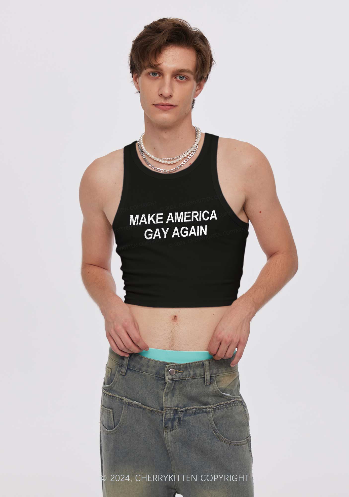 Make America Gay Again Y2K Crop Tank Top Cherrykitten