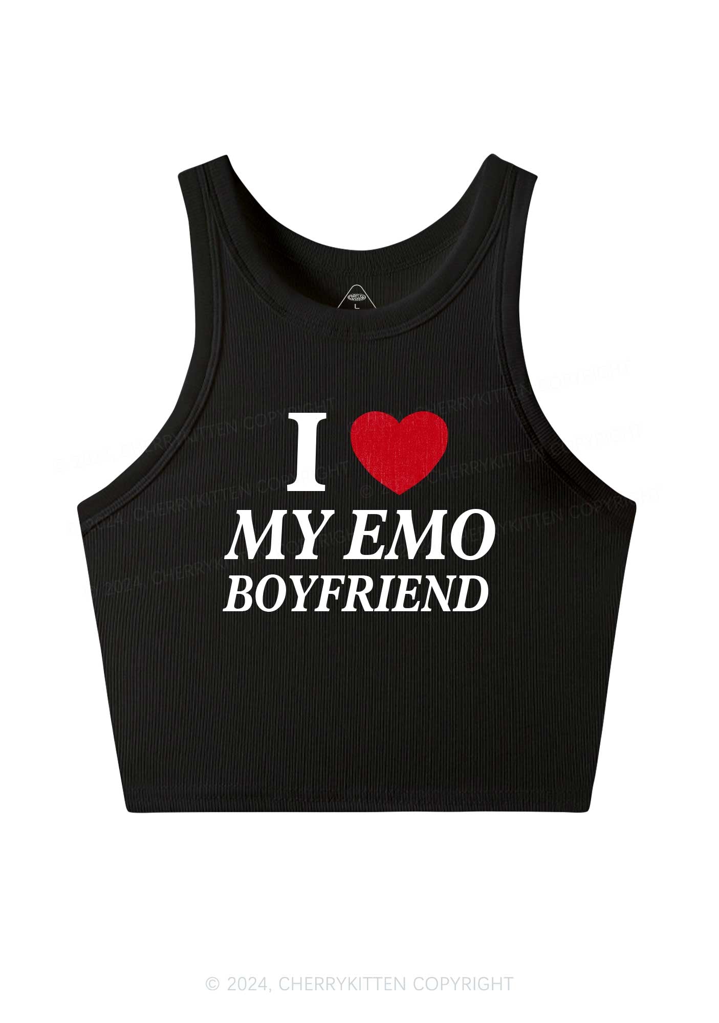 I Love My Emo BF Y2K Valentine's Day Crop Tank Top Cherrykitten