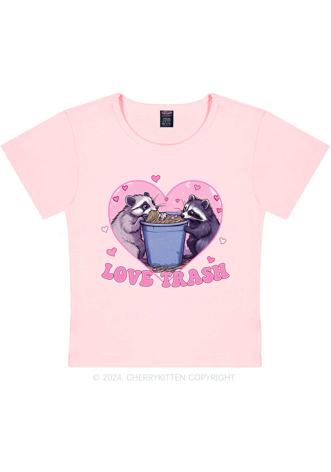 Love Trash Raccoon Y2K Valentine's Day Baby Tee Cherrykitten