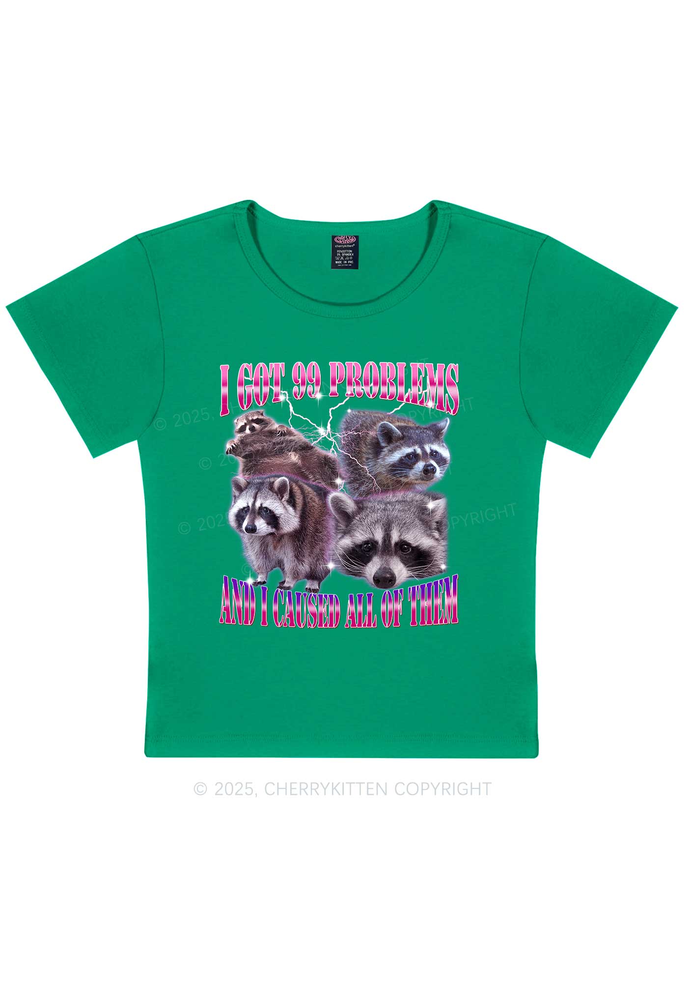 Raccoon Got Problems Y2K Baby Tee Cherrykitten