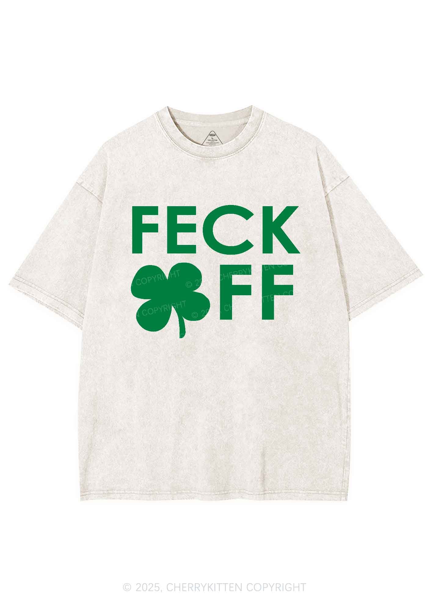 Feck Off St Patricks Y2K Washed Tee Cherrykitten