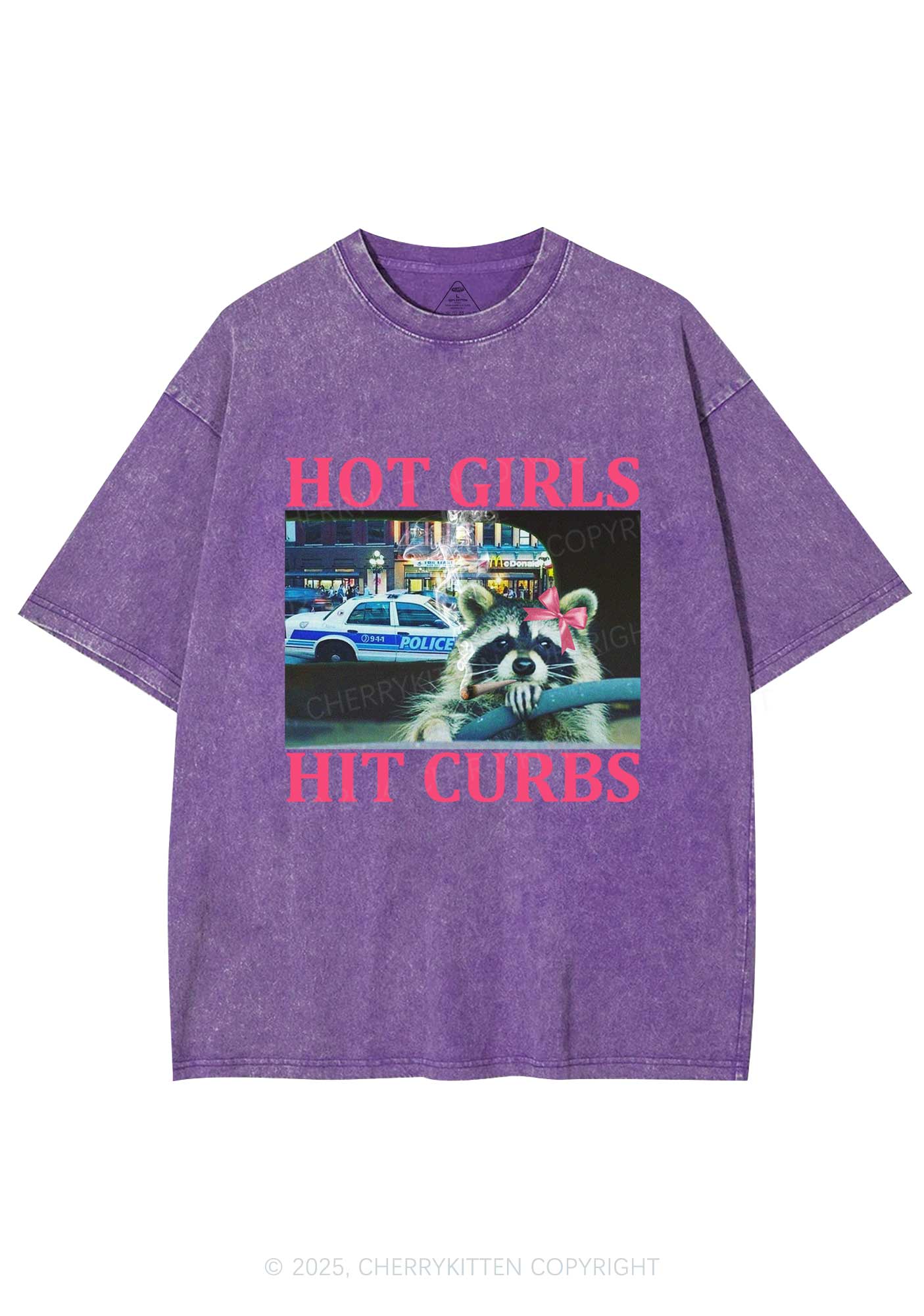 Hot Girls Hit Curbs Y2K Washed Tee Cherrykitten