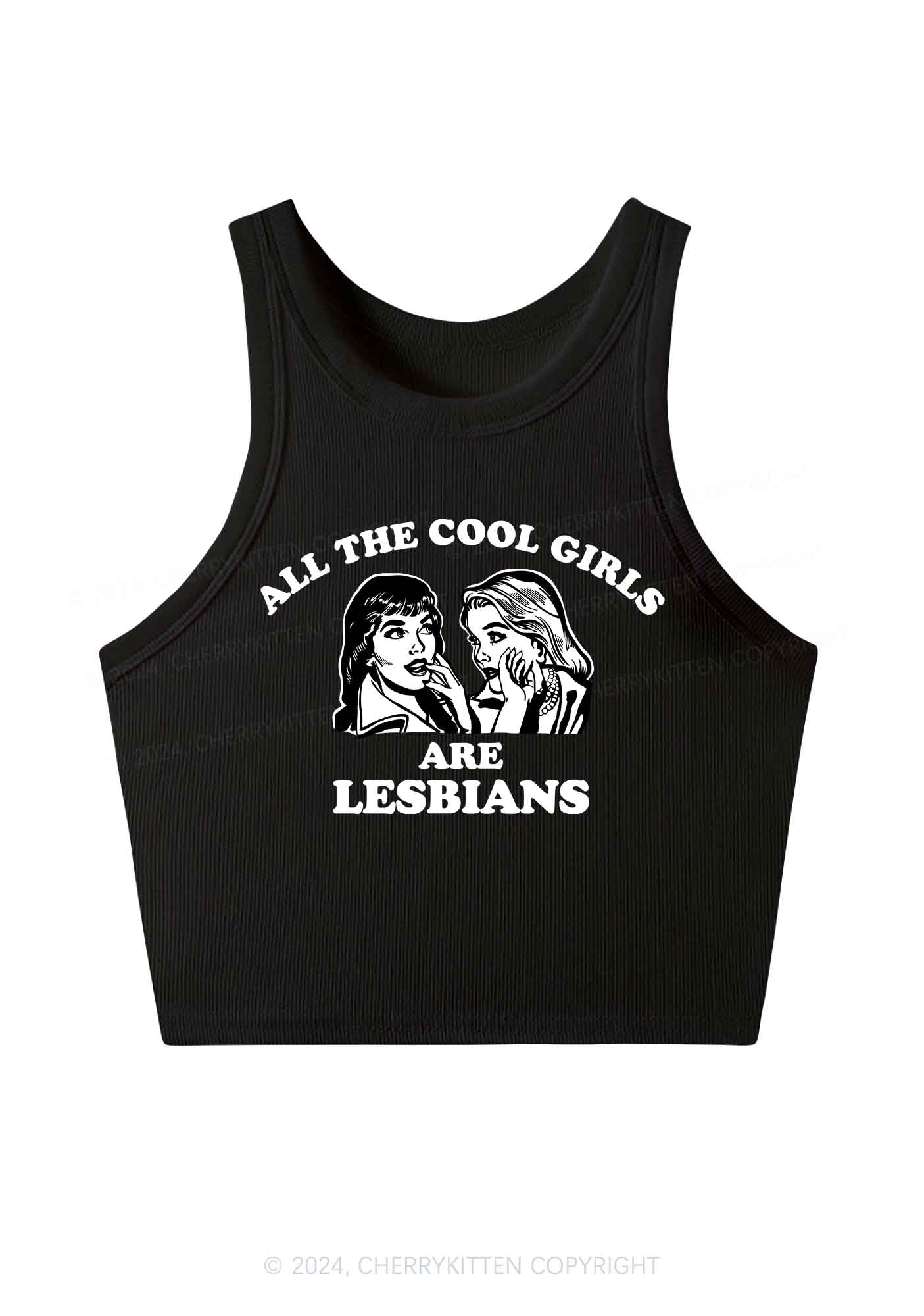 Cool Girls Lesbians Y2K Crop Tank Top Cherrykitten