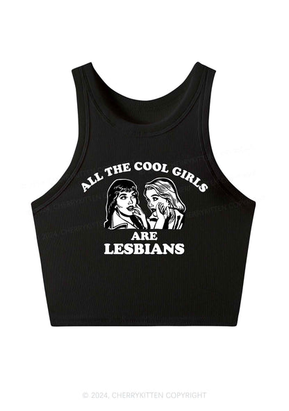 Cool Girls Lesbians Y2K Crop Tank Top Cherrykitten