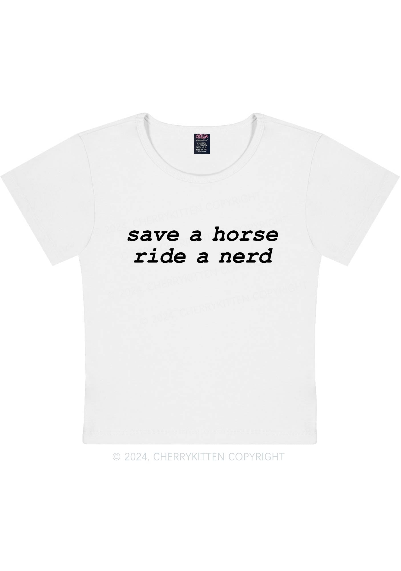 Save Horse Ride Nerd Y2K Baby Tee Cherrykitten