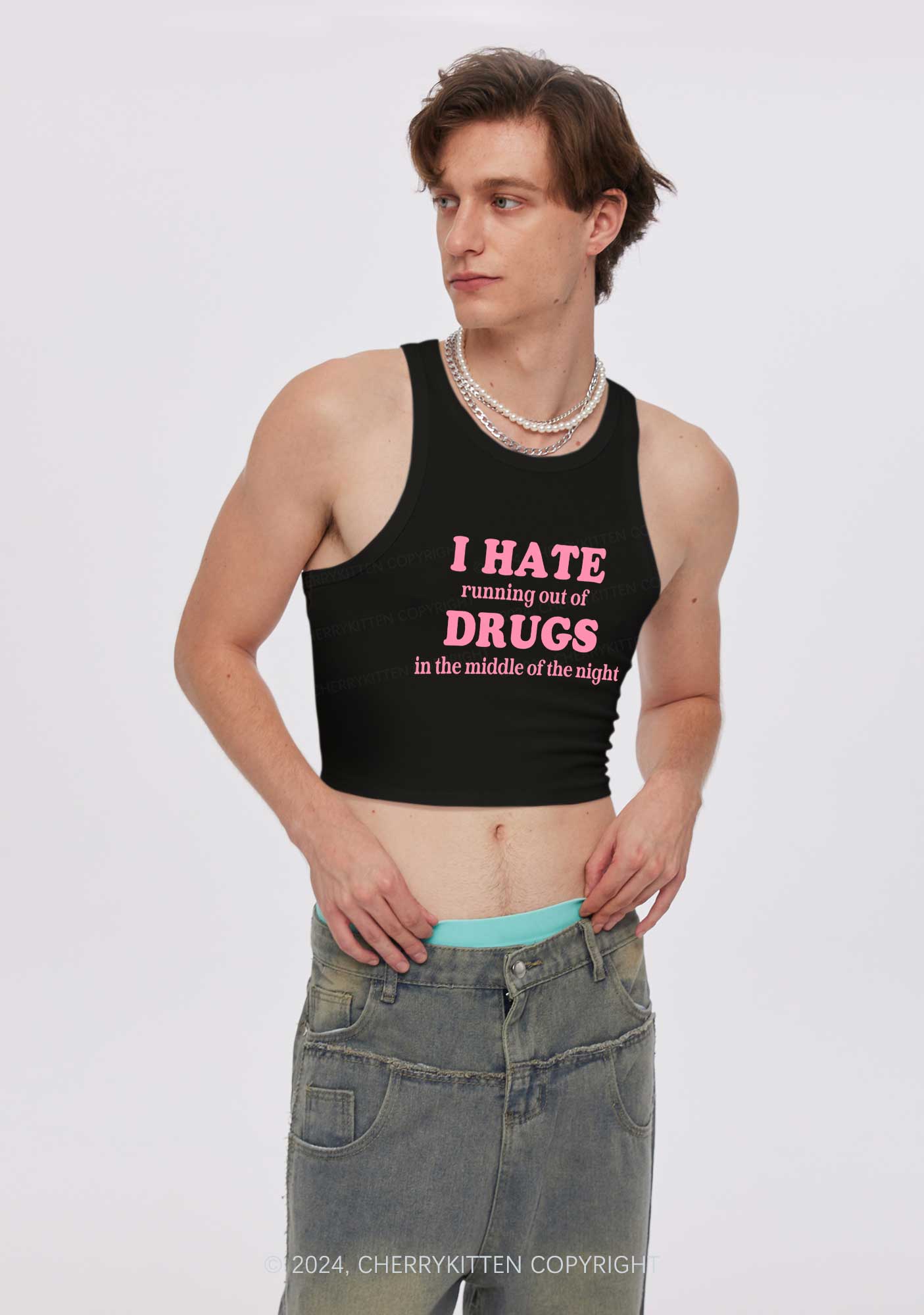 I Hate Drxgs Y2K Crop Tank Top Cherrykitten