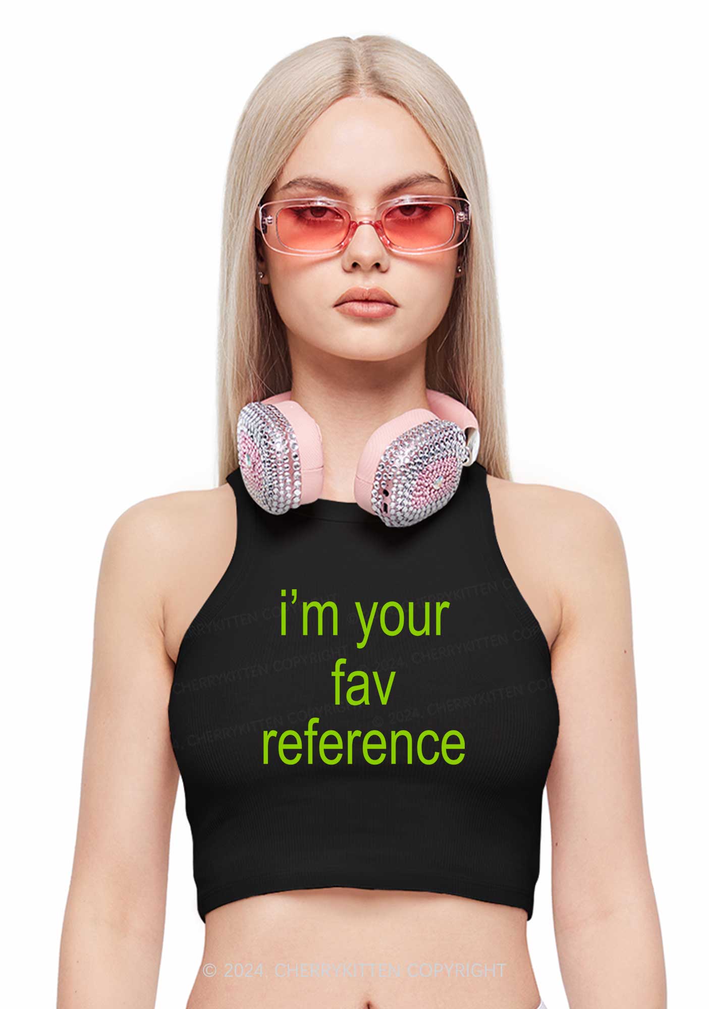 I'm Your Fav Reference Y2K Crop Tank Top Cherrykitten