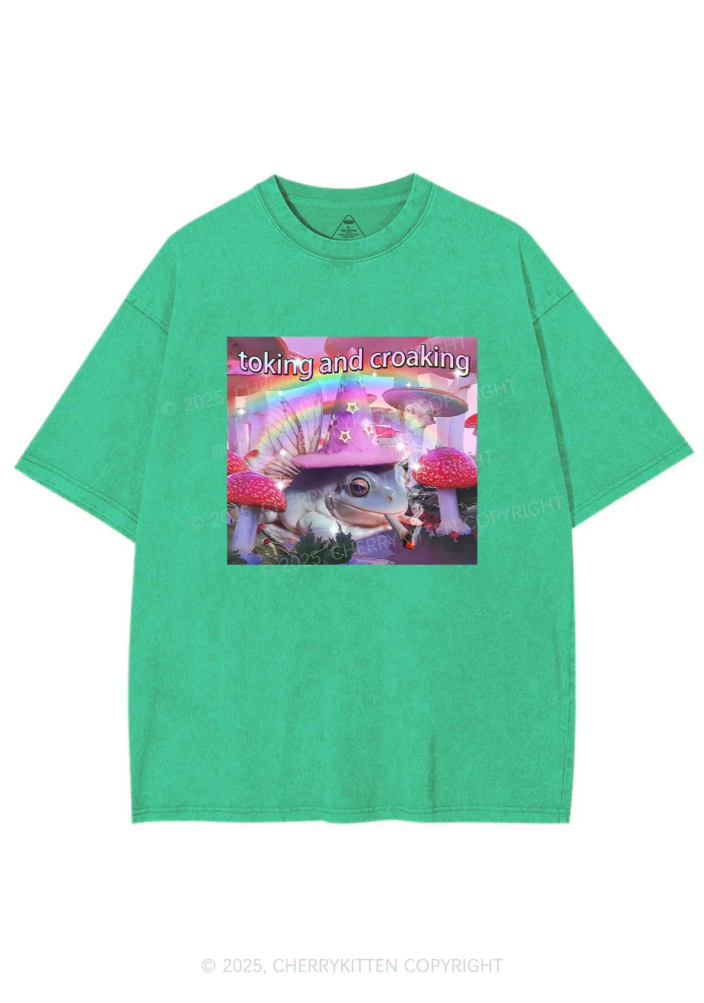 Toking Croaking Frog Y2K Washed Tee Cherrykitten