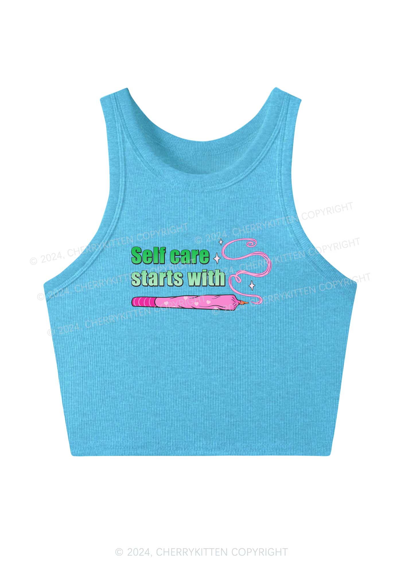 Self Care Starts Y2K Crop Tank Top Cherrykitten