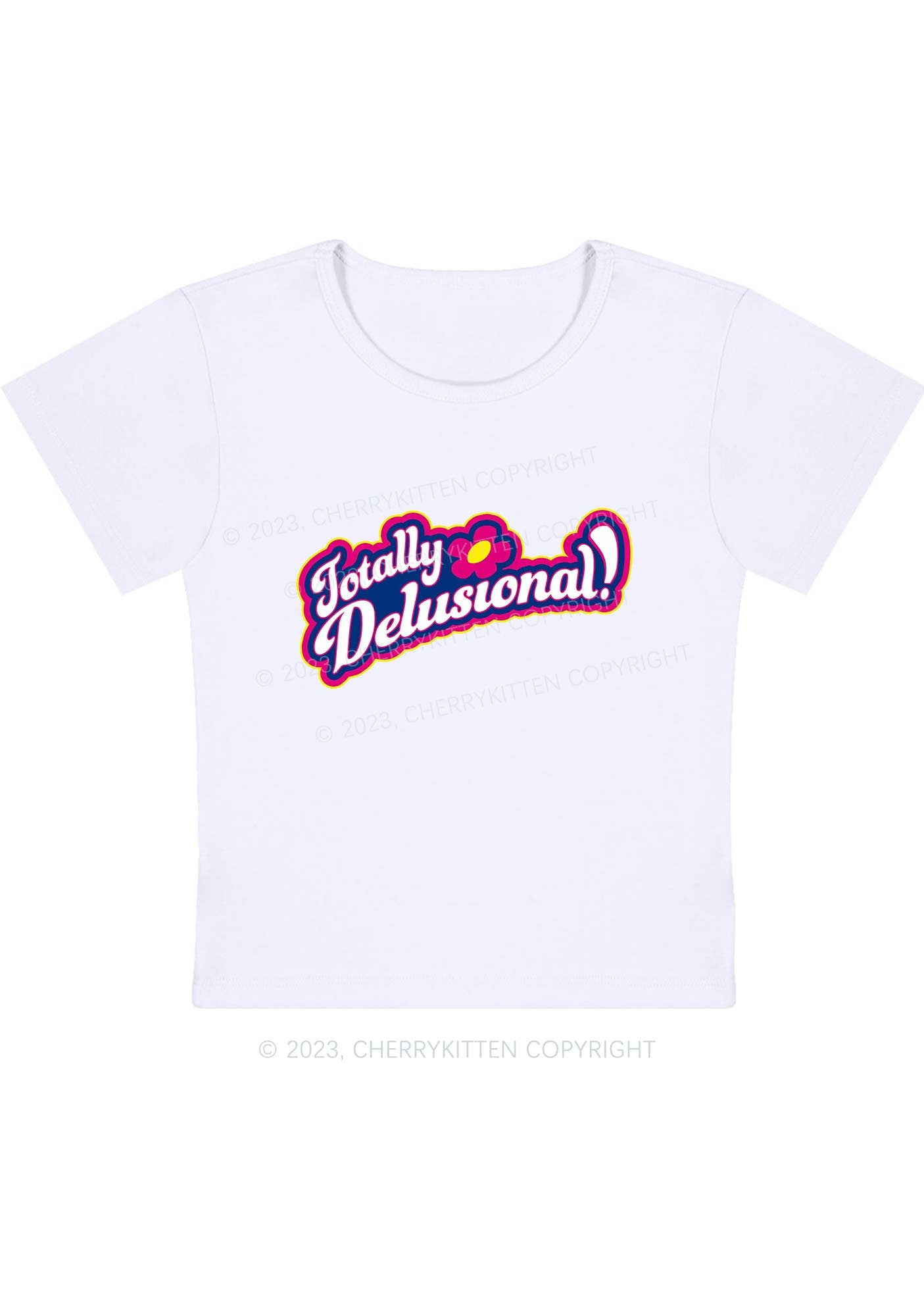 Curvy Totally Delusional Y2K Baby Tee Cherrykitten