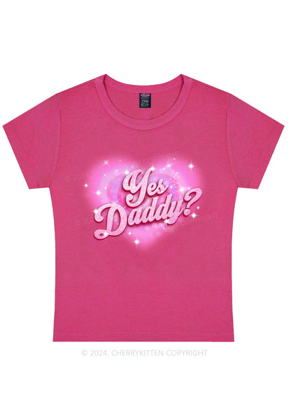 Pink Yes Daddy Y2K Valentine's Day Baby Tee Cherrykitten