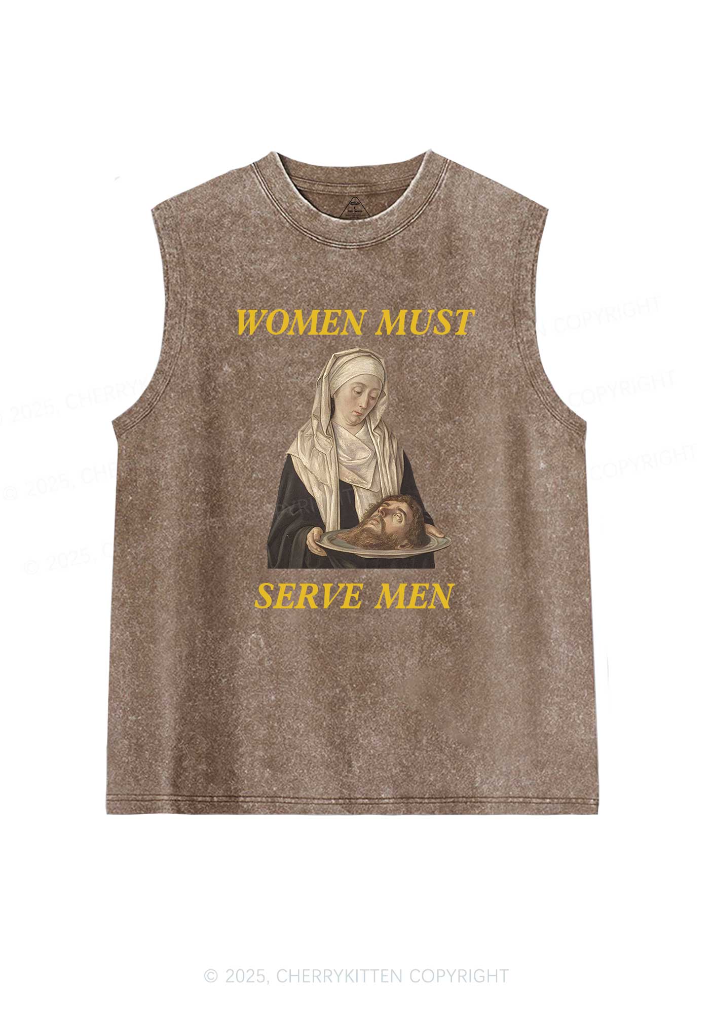 Women Must Serve Men Y2K Washed Tank Cherrykitten