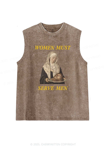 Women Must Serve Men Y2K Washed Tank Cherrykitten