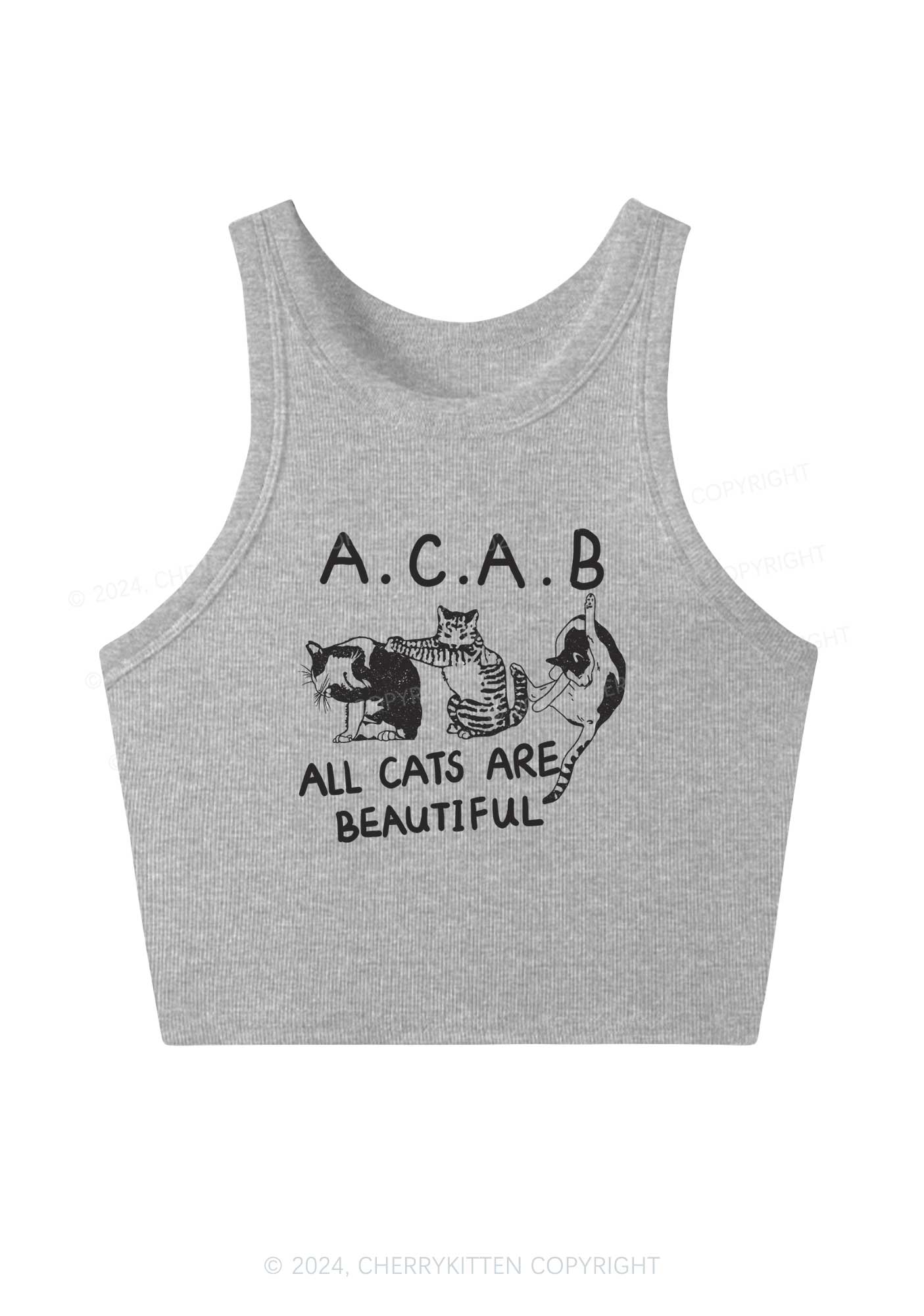 ACAB Cats Y2K Crop Tank Top Cherrykitten