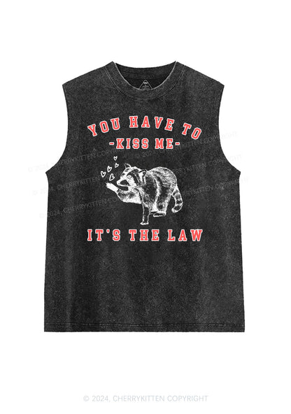 You Have To Kiss Me Y2K Valentine's Day Washed Tank Cherrykitten