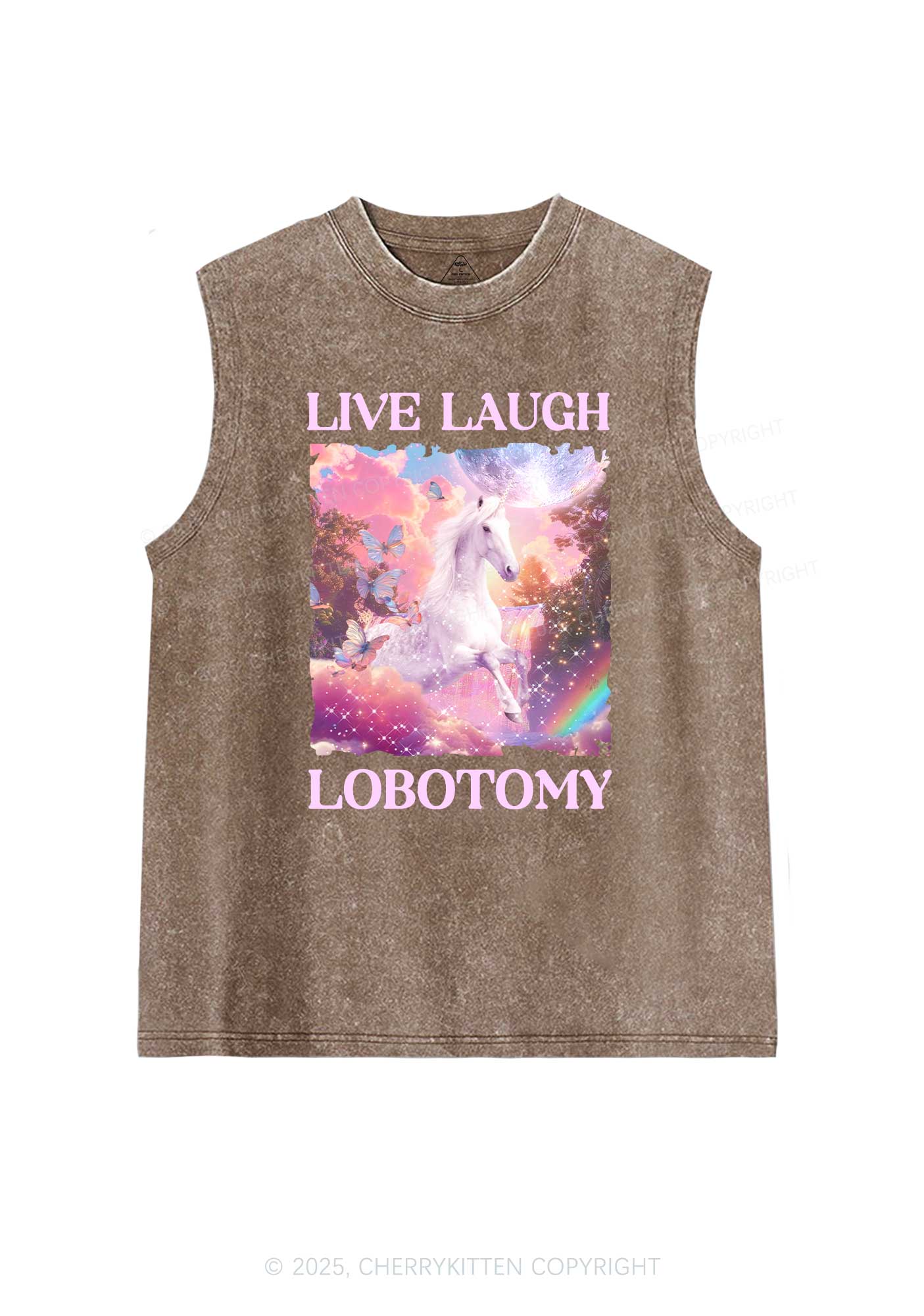 Live Laugh Lobotomy Unicorn Y2K Washed Tank Cherrykitten