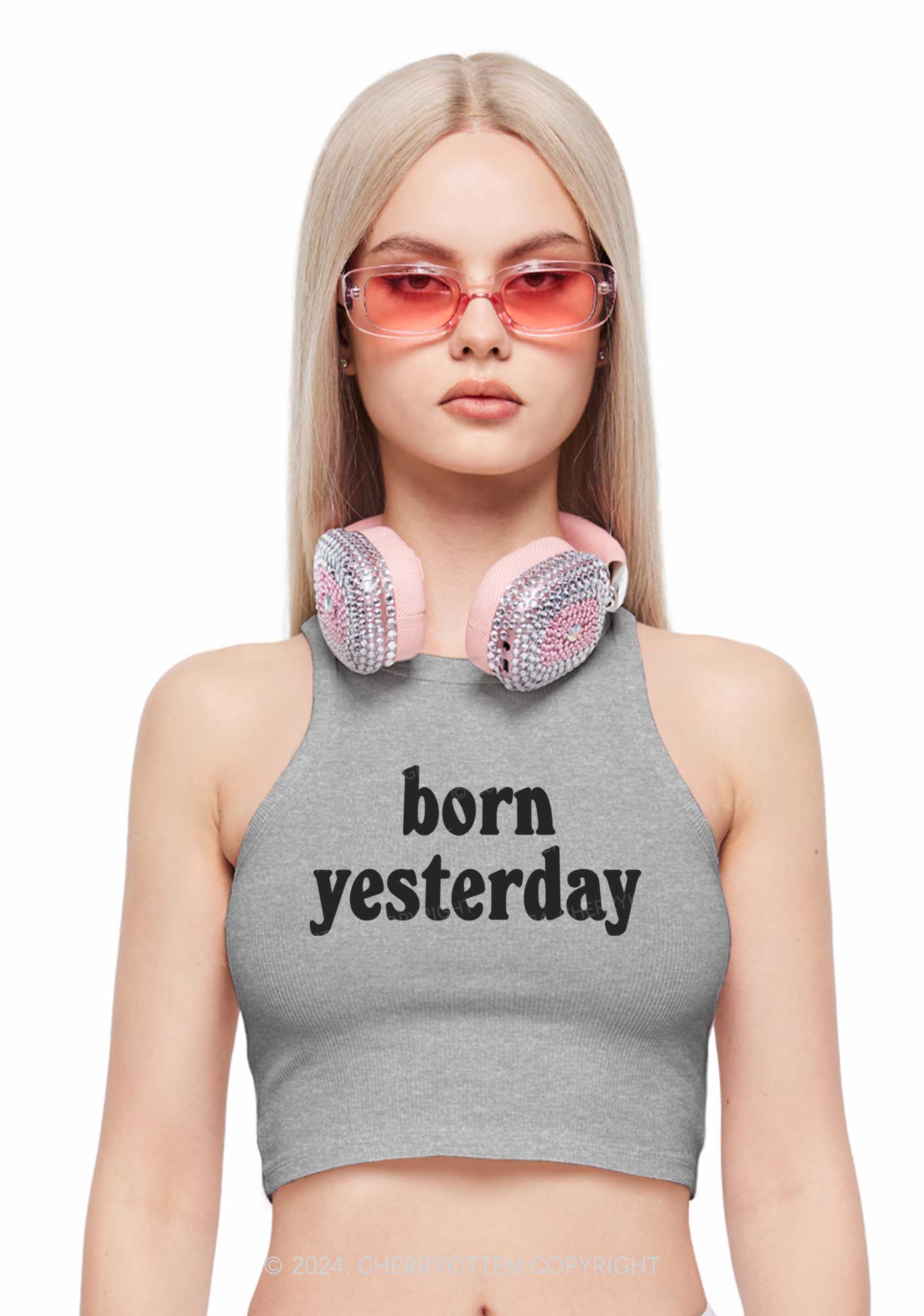 Born Yesterday Y2K Crop Tank Top Cherrykitten