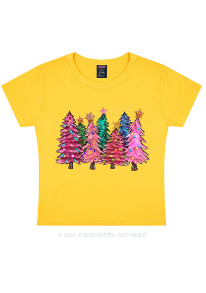 Christmas Pink Tree Y2K Baby Tee Cherrykitten