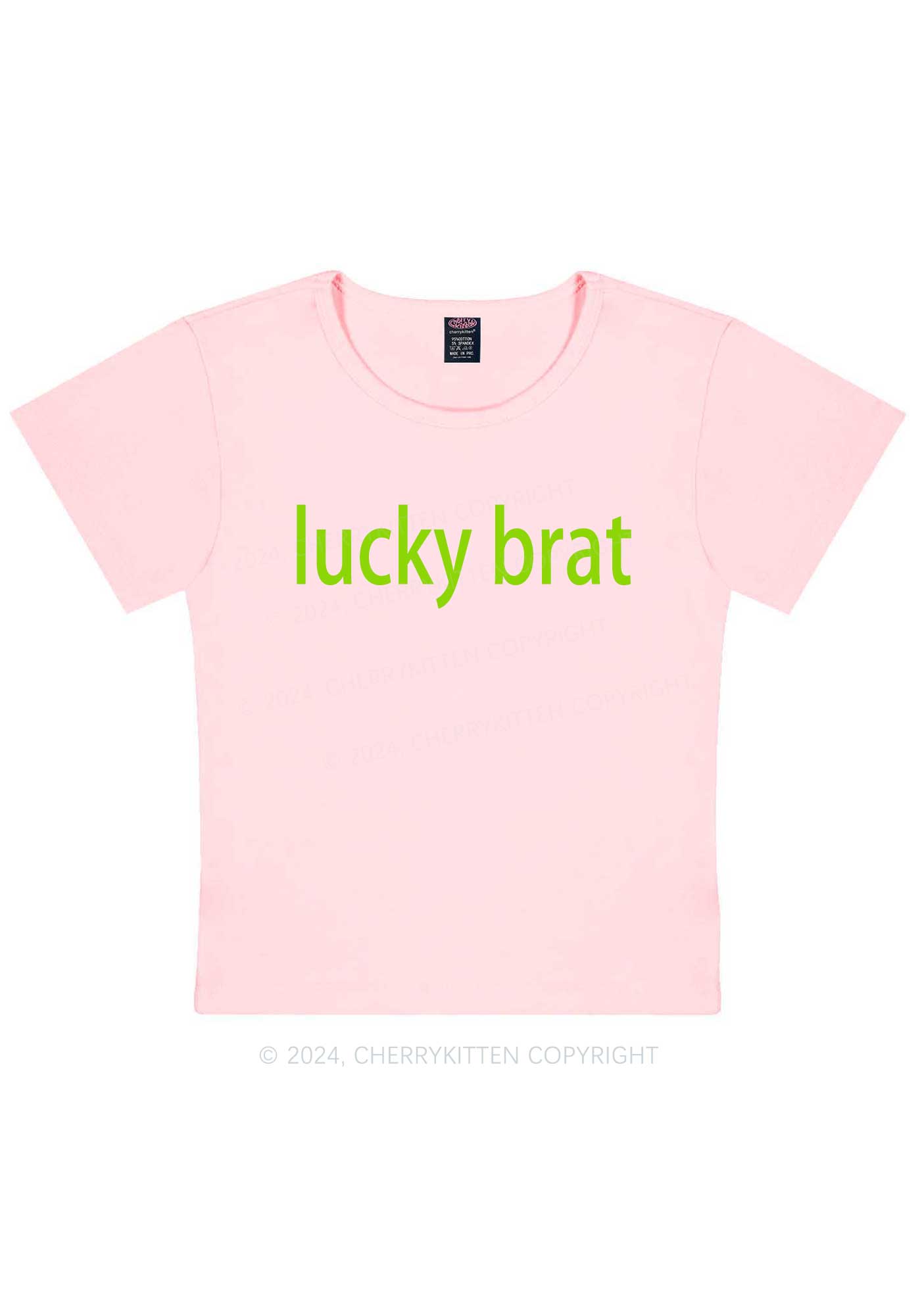 Lucky Brat St Patricks Y2K Baby Tee Cherrykitten