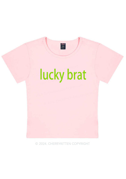 Lucky Brat St Patricks Y2K Baby Tee Cherrykitten