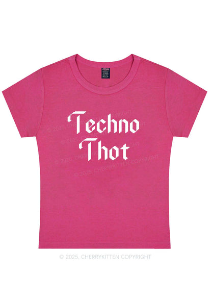 Techno Thot Y2K Baby Tee Cherrykitten