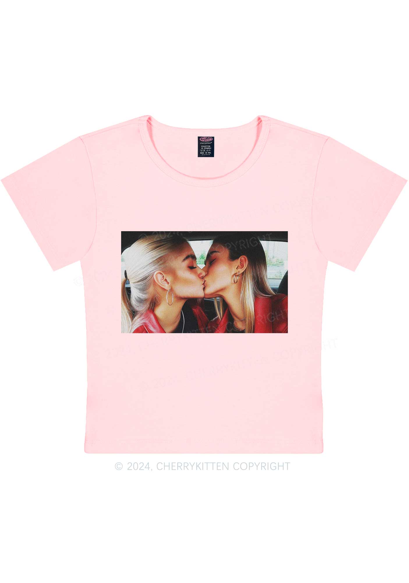 Girls Kiss Y2K Valentine's Day Baby Tee Cherrykitten