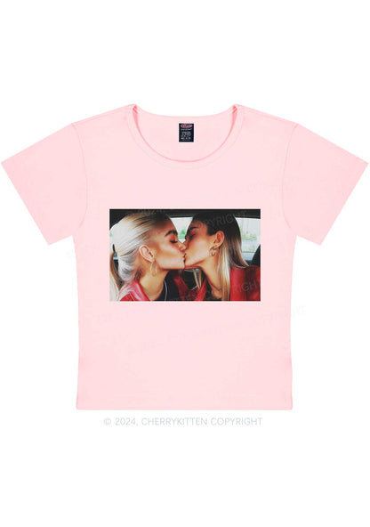 Girls Kiss Y2K Valentine's Day Baby Tee Cherrykitten