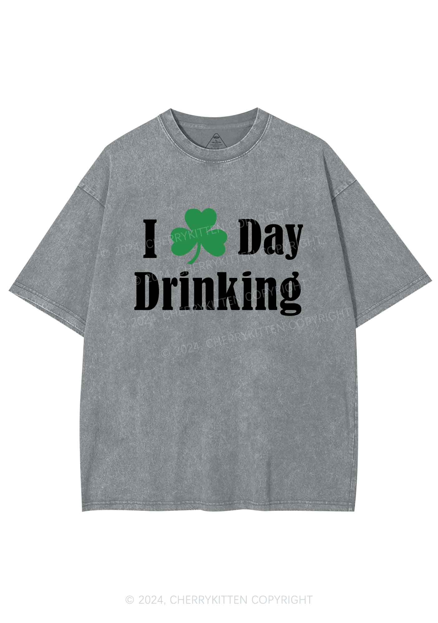 I Love Day Drinking St Patricks Y2K Washed Tee Cherrykitten