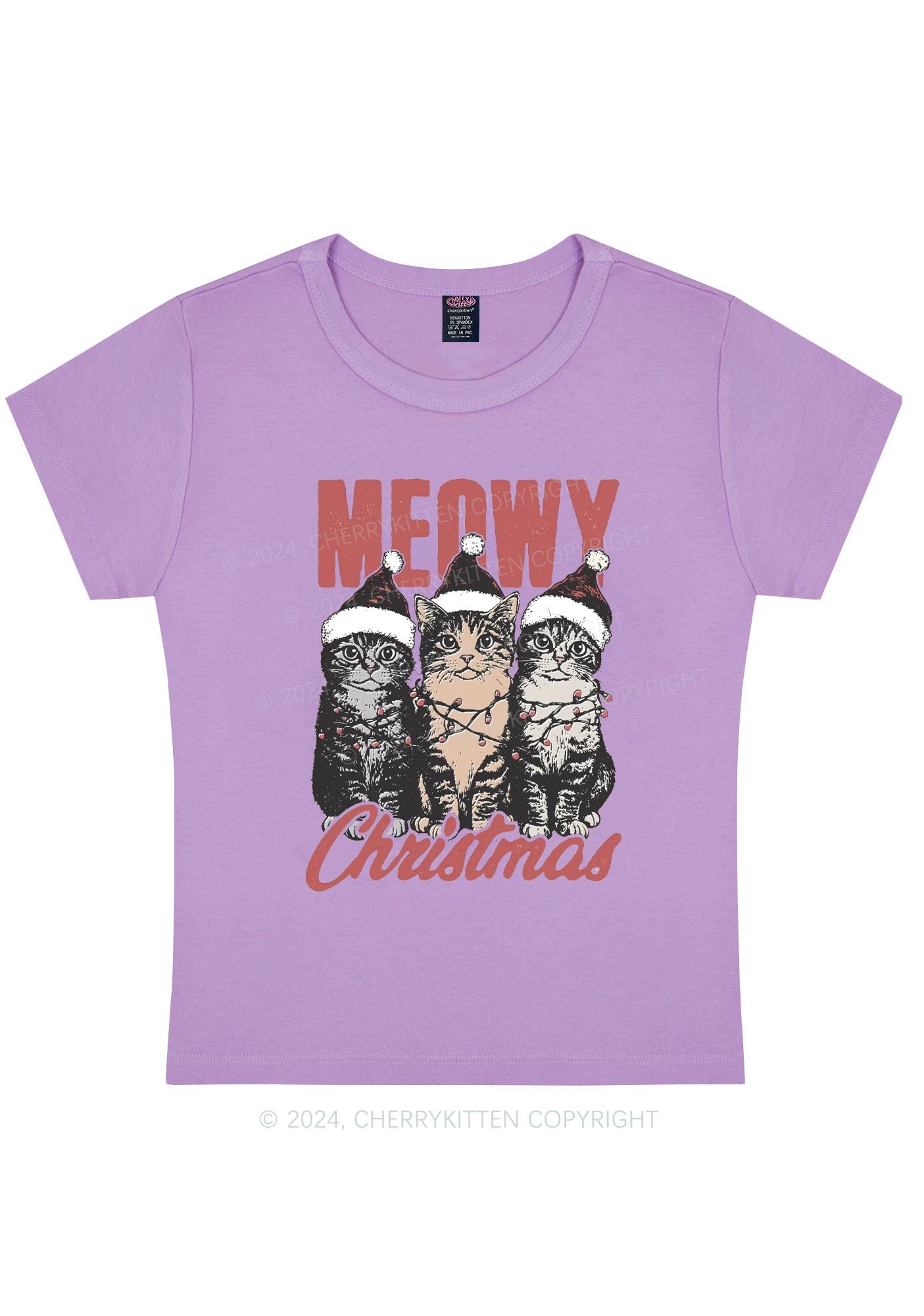 Christmas Meowy Y2K Baby Tee Cherrykitten