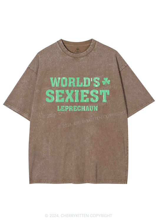 Worlds Sexiest Leprechaun St Patricks Y2K Washed Tee Cherrykitten