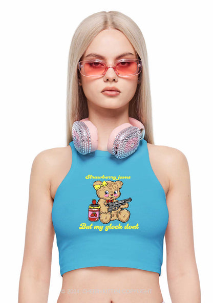 Strawberry Jams Bear Y2K Crop Tank Top Cherrykitten