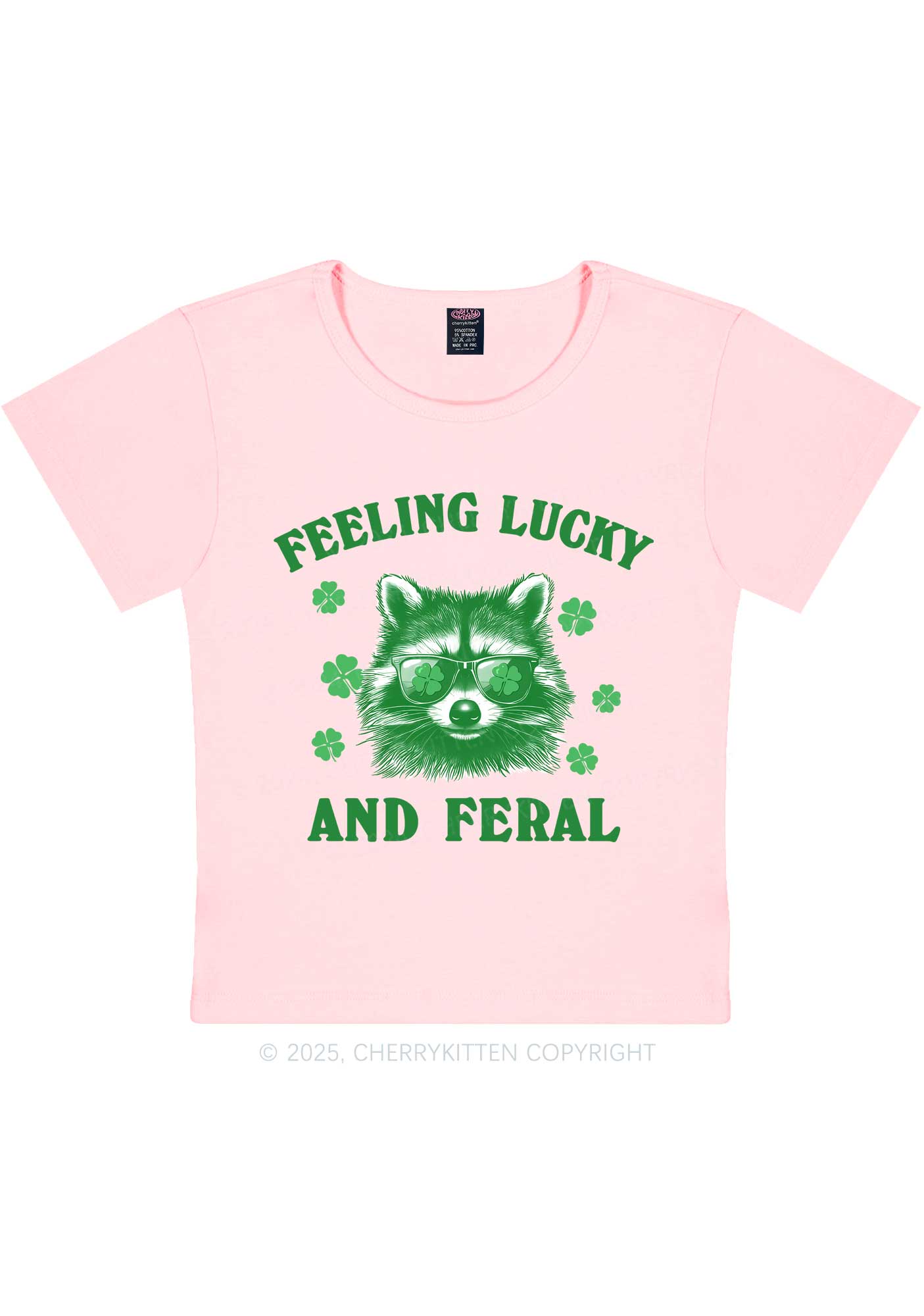 Feeling Lucky And Feral St Patricks Y2K Baby Tee Cherrykitten