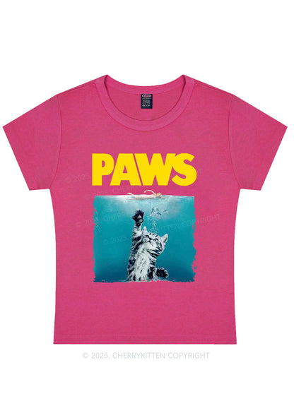 Paws Jaws Cat Y2K Baby Tee Cherrykitten