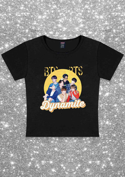 Bangtan Dynamite Kpop Y2K Baby Tee Cherrykitten