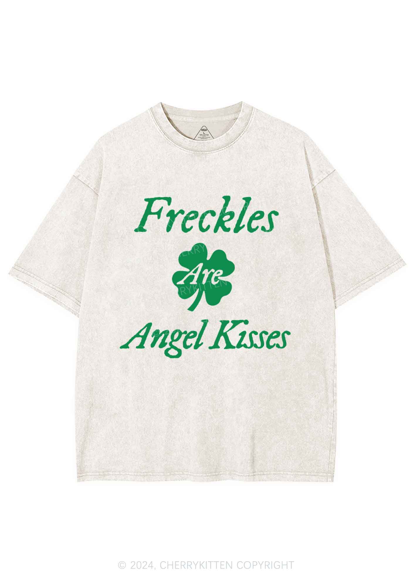 Freckles Are Angel Kisses St Patricks Y2K Washed Tee Cherrykitten