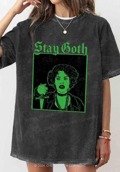 Halloween Stay Goth Y2K Washed Tee Cherrykitten