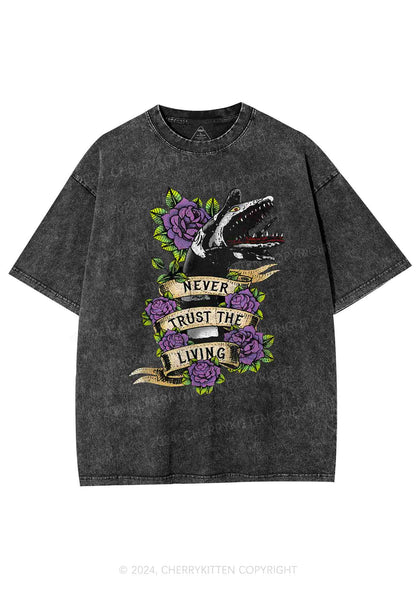 Halloween Never Trust The Living Y2K Washed Tee Cherrykitten