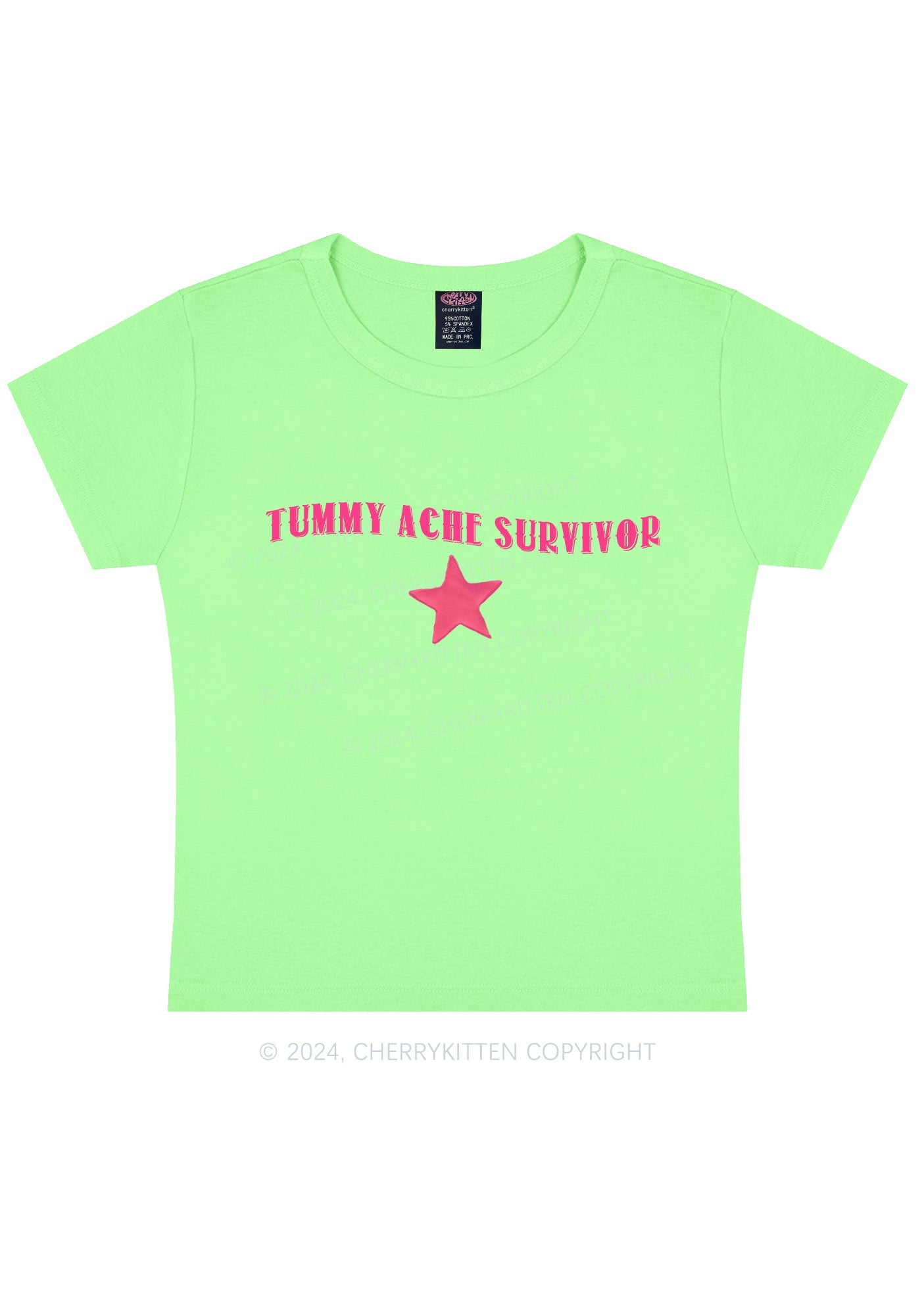 Tummy Ache Survivor Y2K Baby Tee Cherrykitten