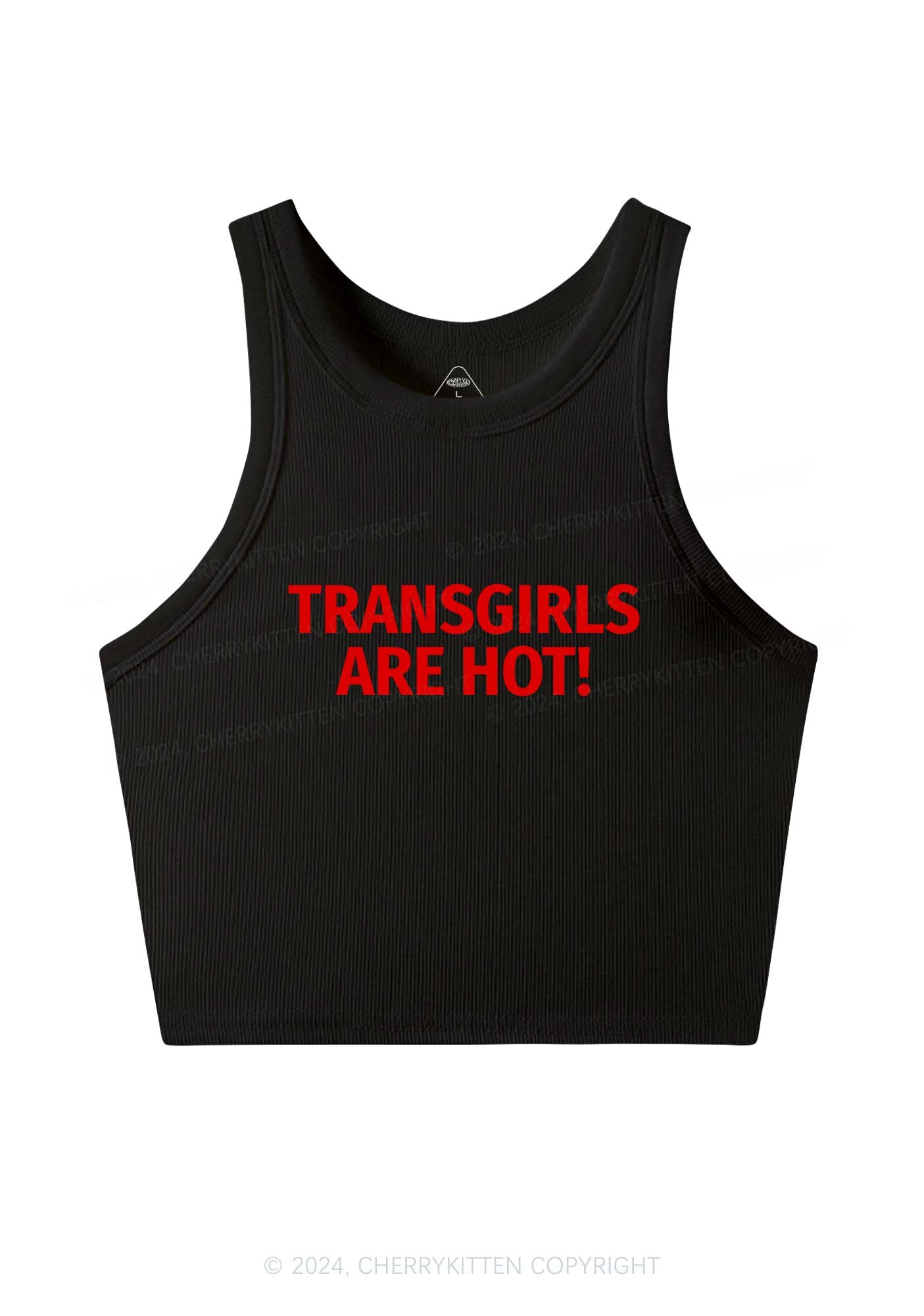 Transgirls Are Hot Y2K Crop Tank Top Cherrykitten