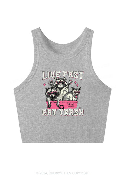 Live Fast Eat Trash Y2K Crop Tank Top Cherrykitten