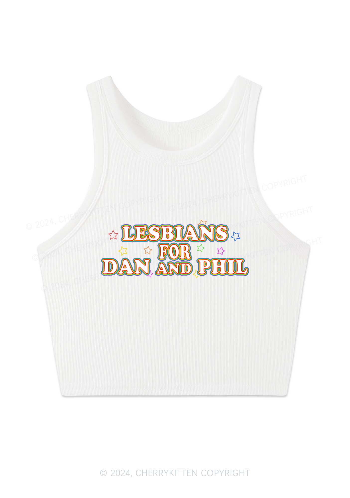 Lesbians For Dan Y2K Crop Tank Top Cherrykitten