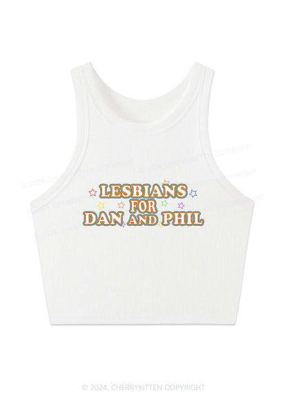 Lesbians For Dan Y2K Crop Tank Top Cherrykitten