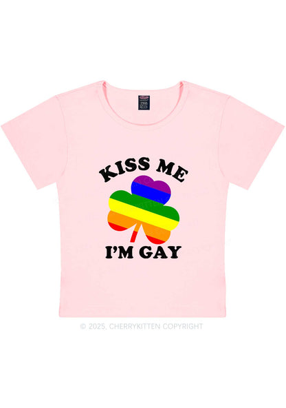 Kiss Me Im Gay St Patricks Y2K Baby Tee Cherrykitten