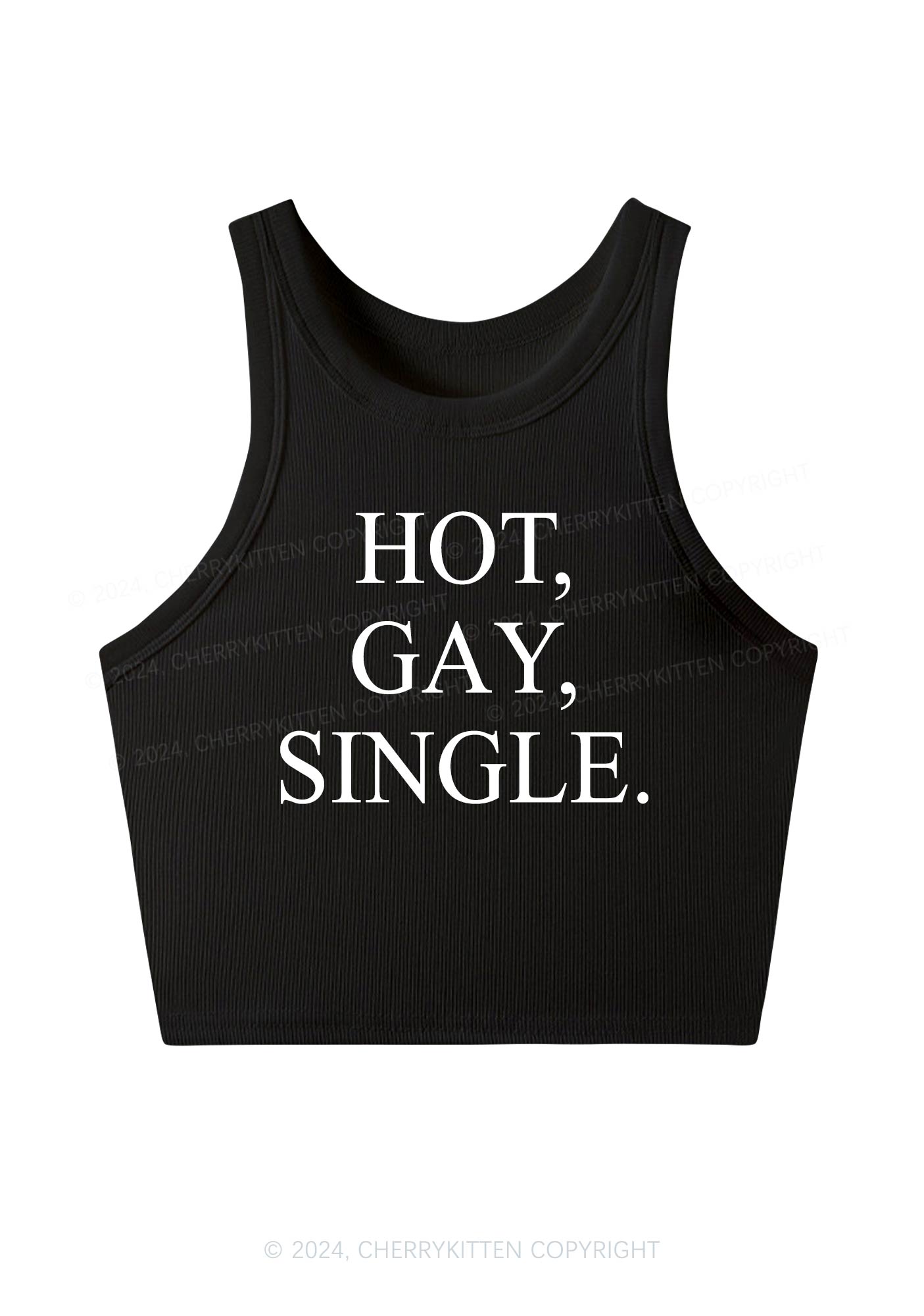 Hot Gay Single Y2K Crop Tank Top Cherrykitten