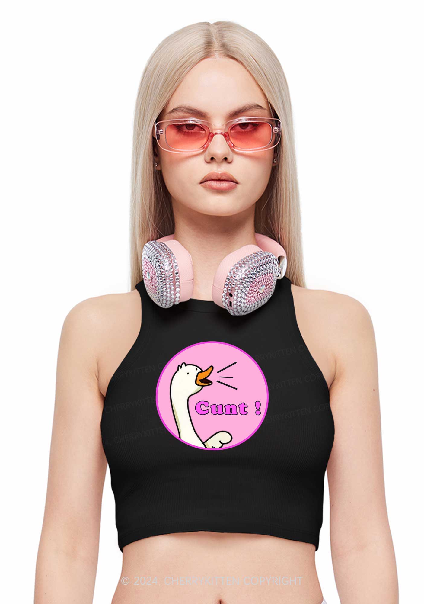 Duck Cxxt Y2K Crop Tank Top Cherrykitten