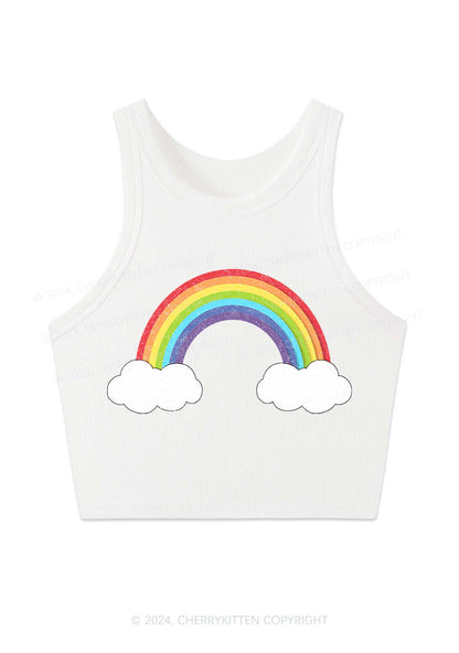 Rainbow Cloud Y2K Crop Tank Top Cherrykitten