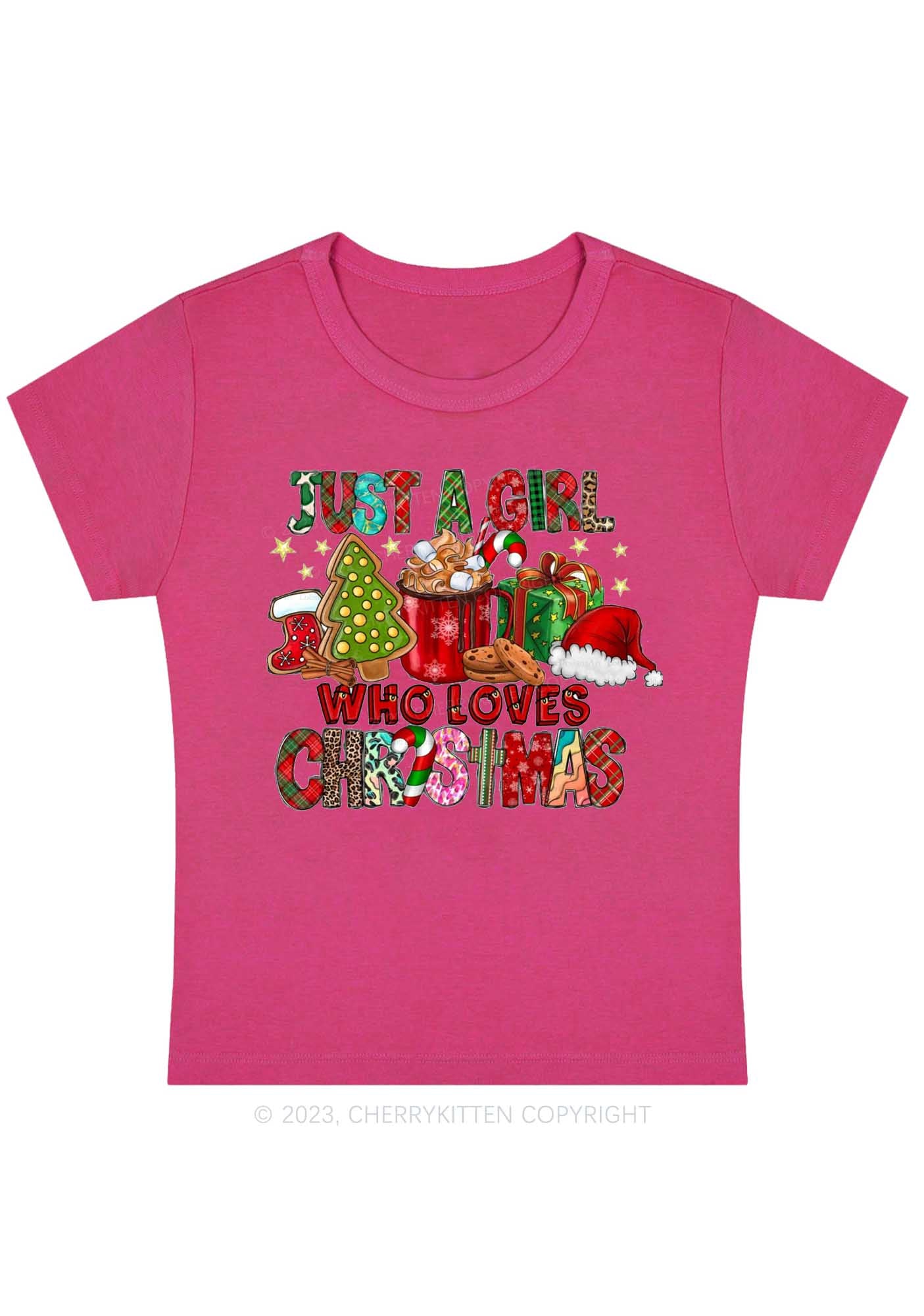 Just A Girl Who Loves Christmas Baby Tee Cherrykitten