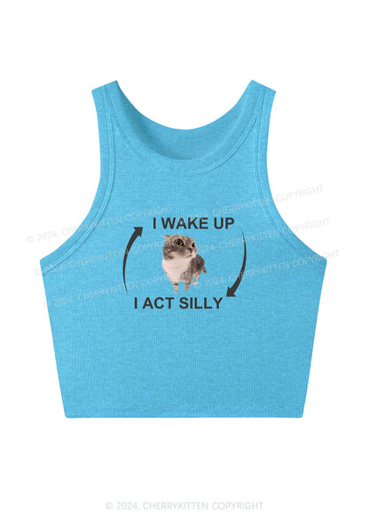 Wake Up Act Silly Y2K Crop Tank Top Cherrykitten