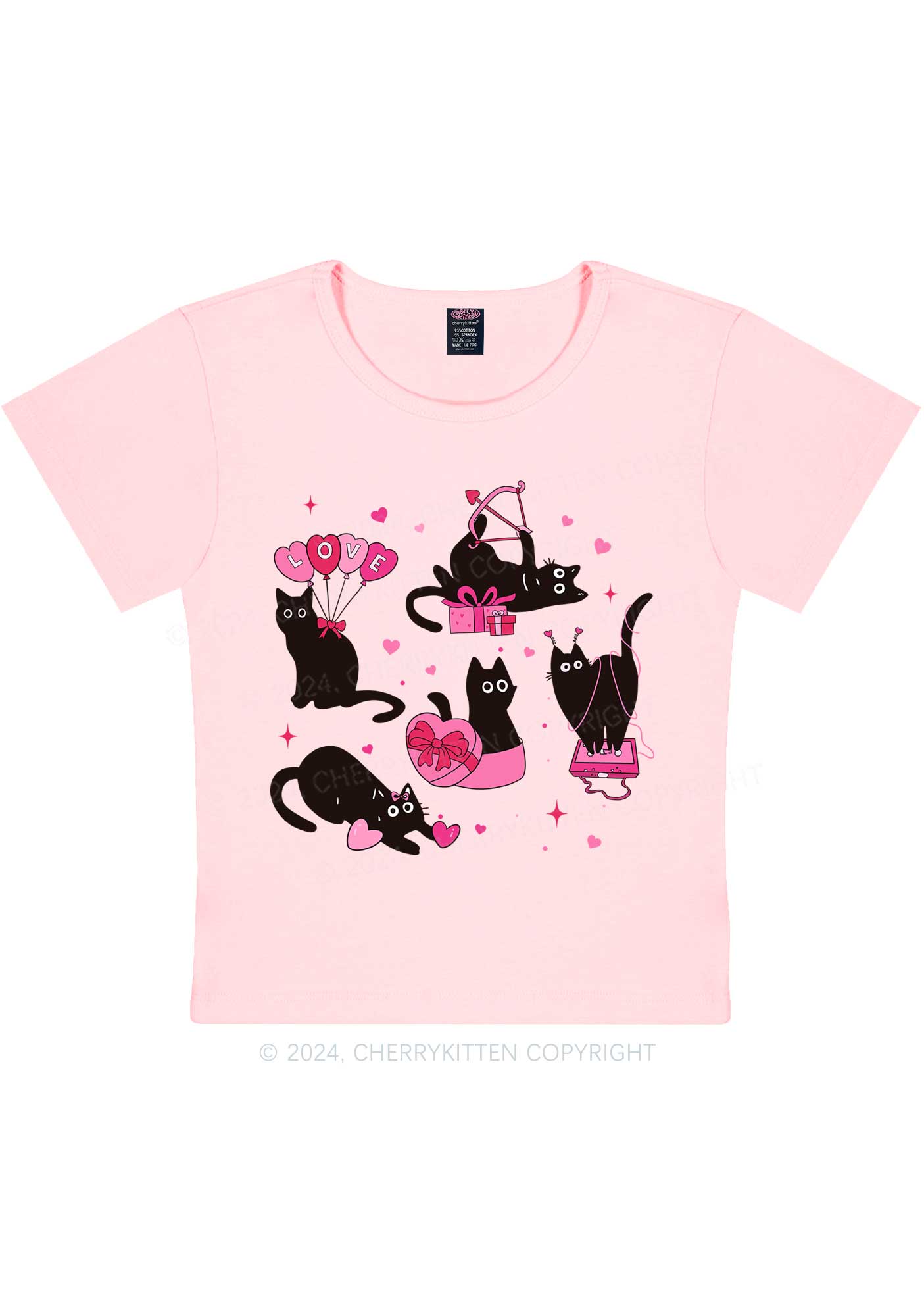 Black Kitten Y2K Valentine's Day Baby Tee Cherrykitten